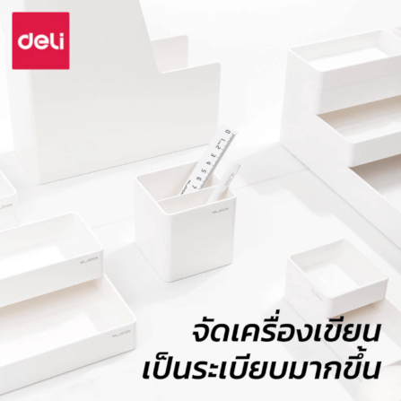 กล่องเก็บปากกา กล่องใส่แปรงแต่งหน้า Deli 9125-MX-01 สีฟ้า_5